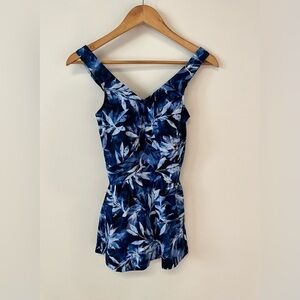 Maxine of Hollywood One Piece Swimsuit Size 6 Blue Floral Swim Dress